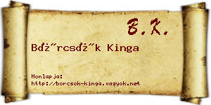 Börcsök Kinga névjegykártya